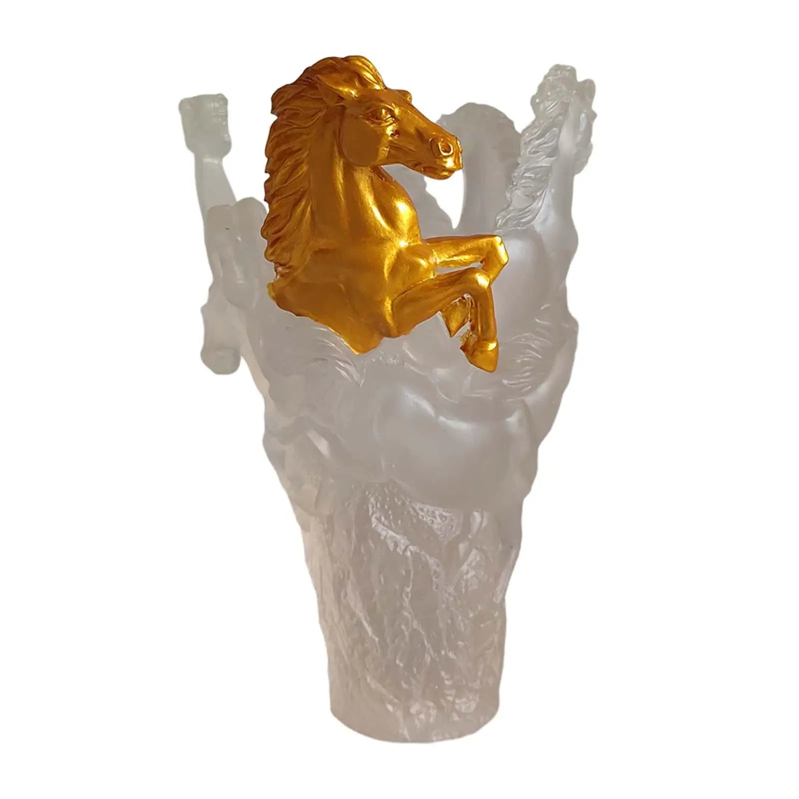 Multi-Horse Shaped Resin Flower Vase | Table Centerpiece Decor Decorative Resin Vase Zpaxo Transparent and Gold