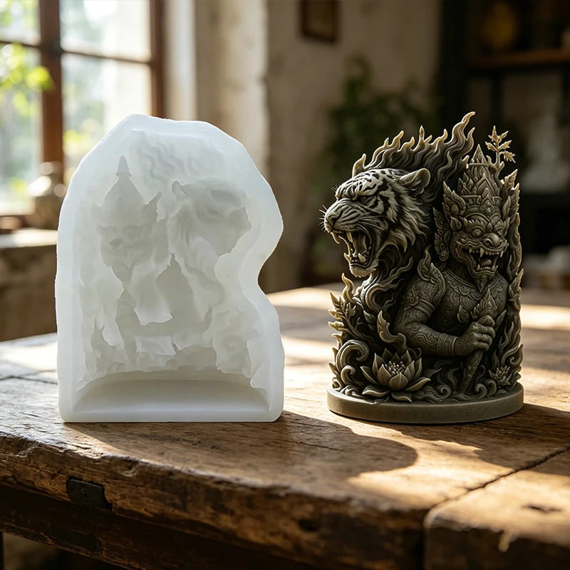 3D Wolf Big Ben Indian Elephant Taj Mahal Lion Colosseum Tiger Candle Silicone Mold DIY Soap Aroma Gypsum Craft Mold Home Decor Zpaxo