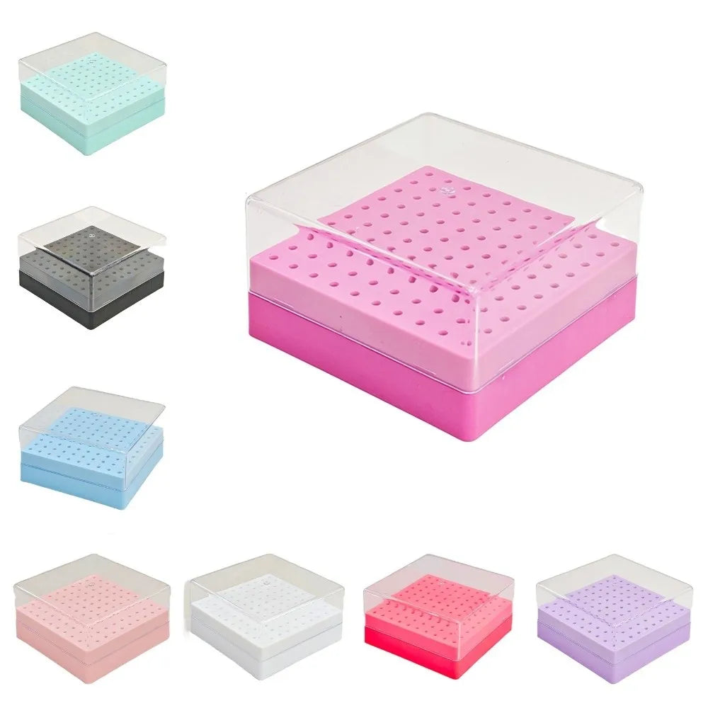 100 Holes Nail Drill Bits Organizer Portable Dustproof Art Storage Zpaxo