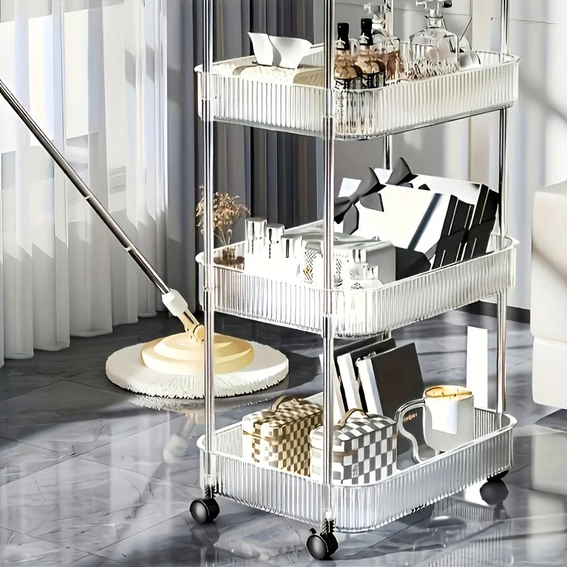 Modern Universal Wheel Design Transparent Acrylic Rolling Storage