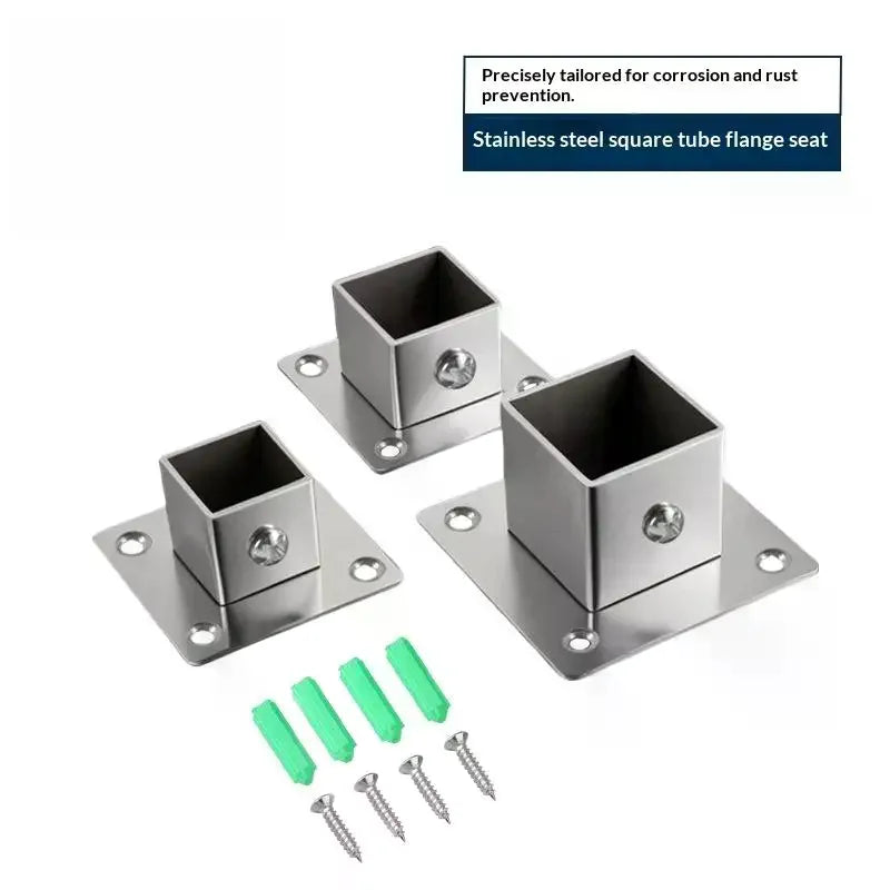 1 2 Sets Flange Base Stainless Steel Square Tube Connector Outer Dia Zpaxo