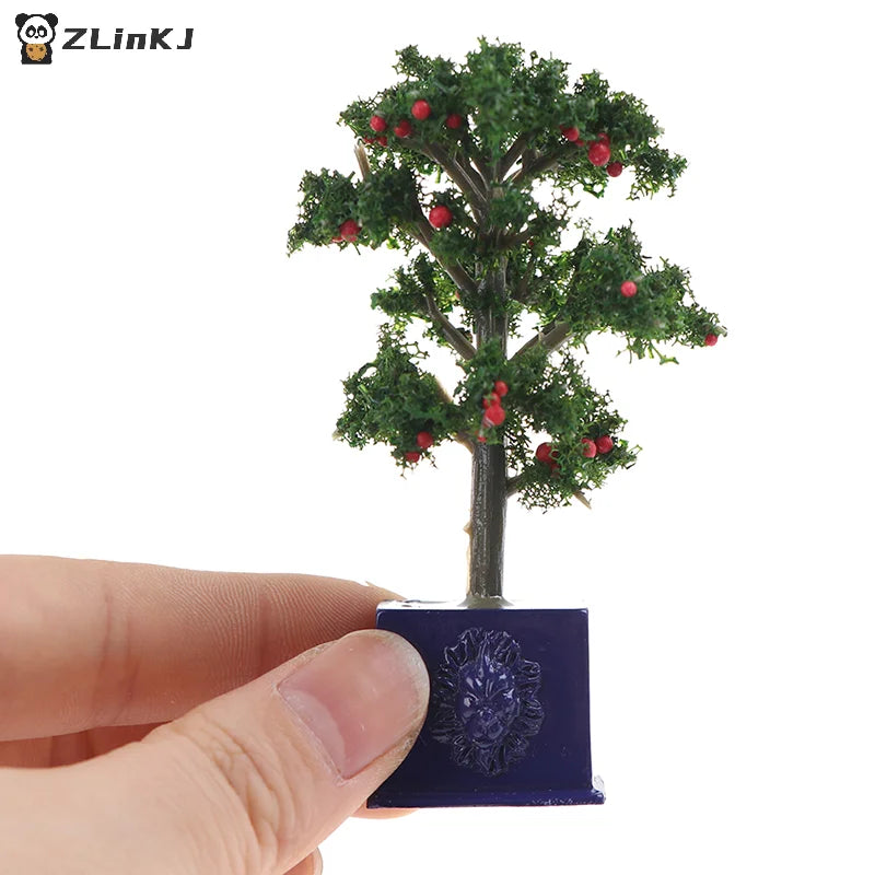▶1Pc 1:12 Dollhouse Miniature Potted Fruit Trees Simulation Potted Plants Doll Decor Zpaxo