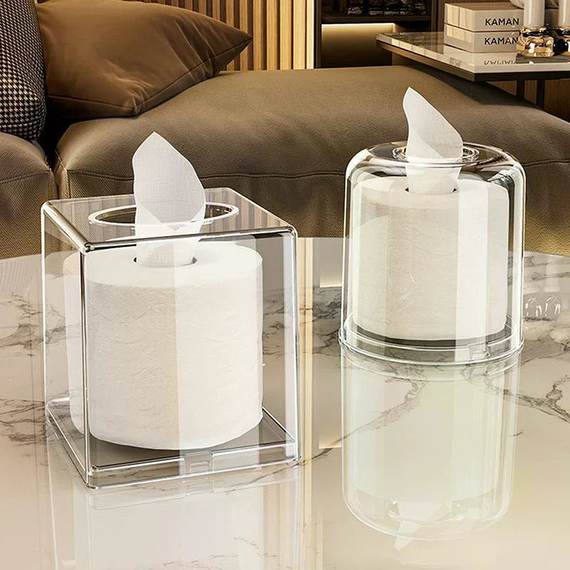 Living Room Desktop Transparent Napkin Box Ins Style Home Creative Bathroom Storage Simple Acrylic Square/Round Tissue Box Zpaxo