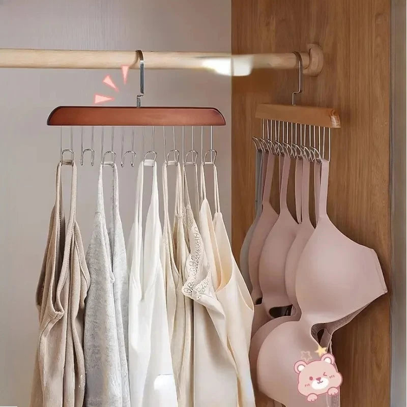 Wooden Multi-hook Hanger Organizer Space-saving Storage Rack
