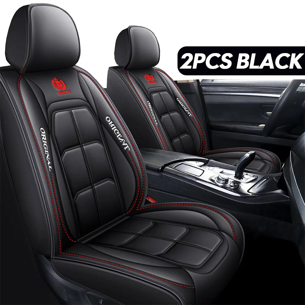 1/2PCS Universal PU Leather Set Car Seat Covers Full Surround Protection Easy Installation & Maintenance Front Car Seat Covers Zpaxo 2PCS BLACK