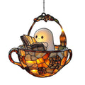 Ghost Reading Book Acrylic Suncatcher Window Ornament | Spooky Window Suncatcher Zpaxo A