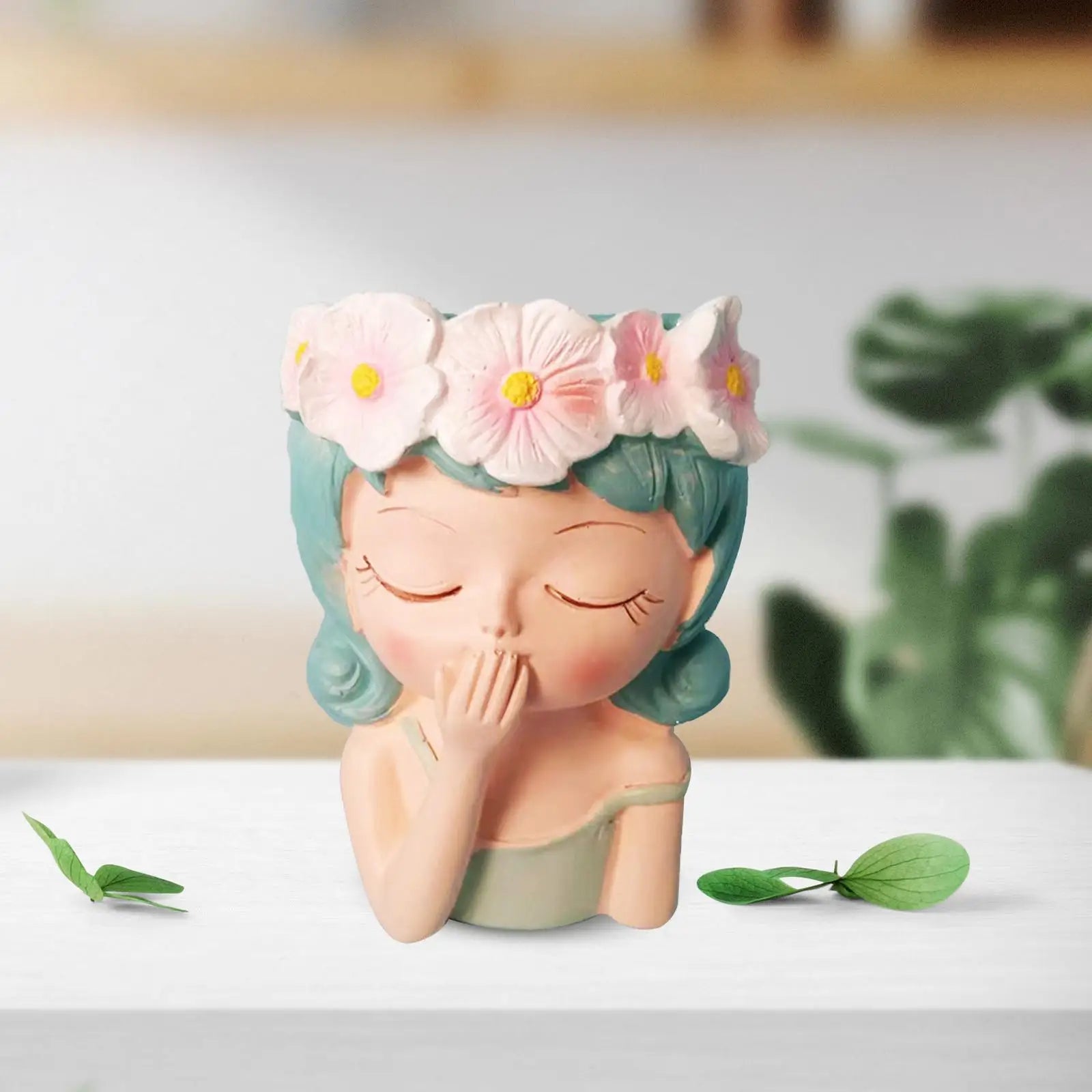 Face Planter Pot – Resin Girl Bust Flower Vase & Decor Statue Decorative Planter Zpaxo Style B