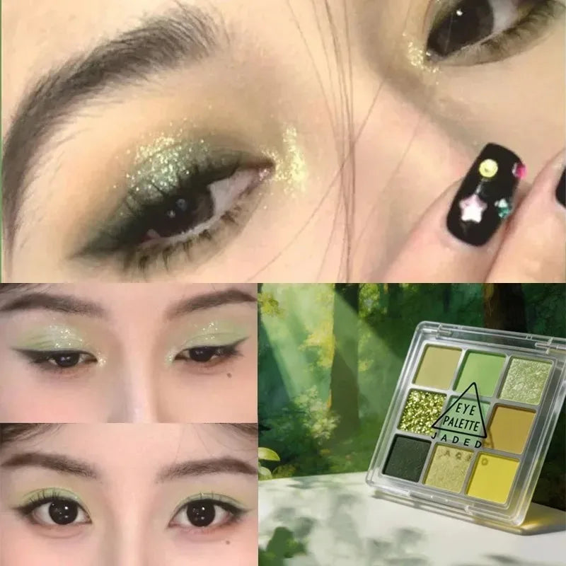 9 Colors Eyeshadow Palette Matte Mint Green Waterproof Lasting Pearlescent Shimmer Forest Eyeshadow Powder Eyes Makeup Cosmetics Zpaxo