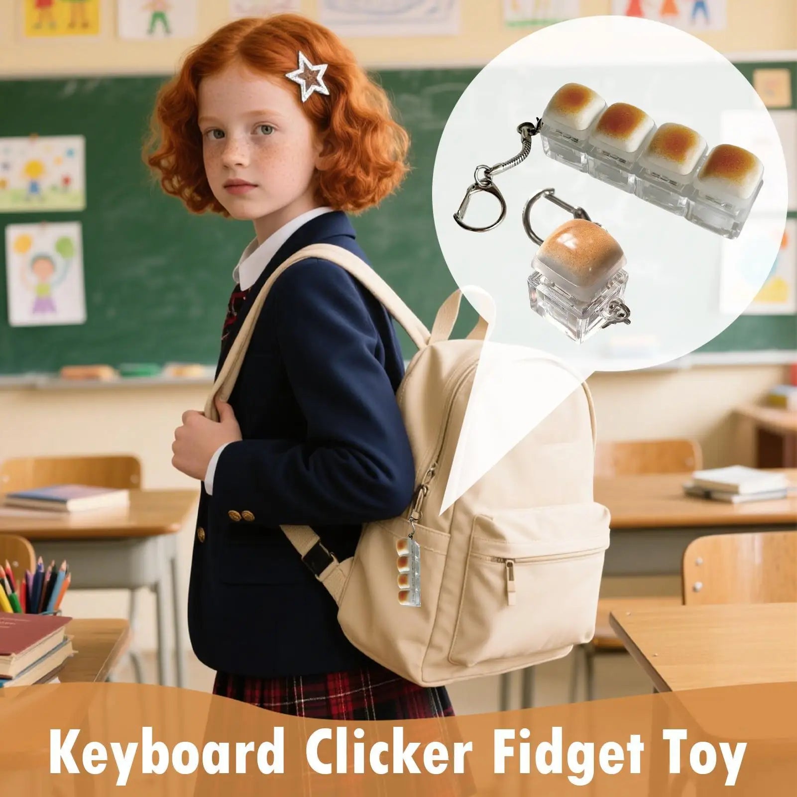 Keyboard Keychain Portable Adults Press Button Sensory Keyboard Finger Clicker Sensory Fun Toys For Adults Kids Work School Zpaxo