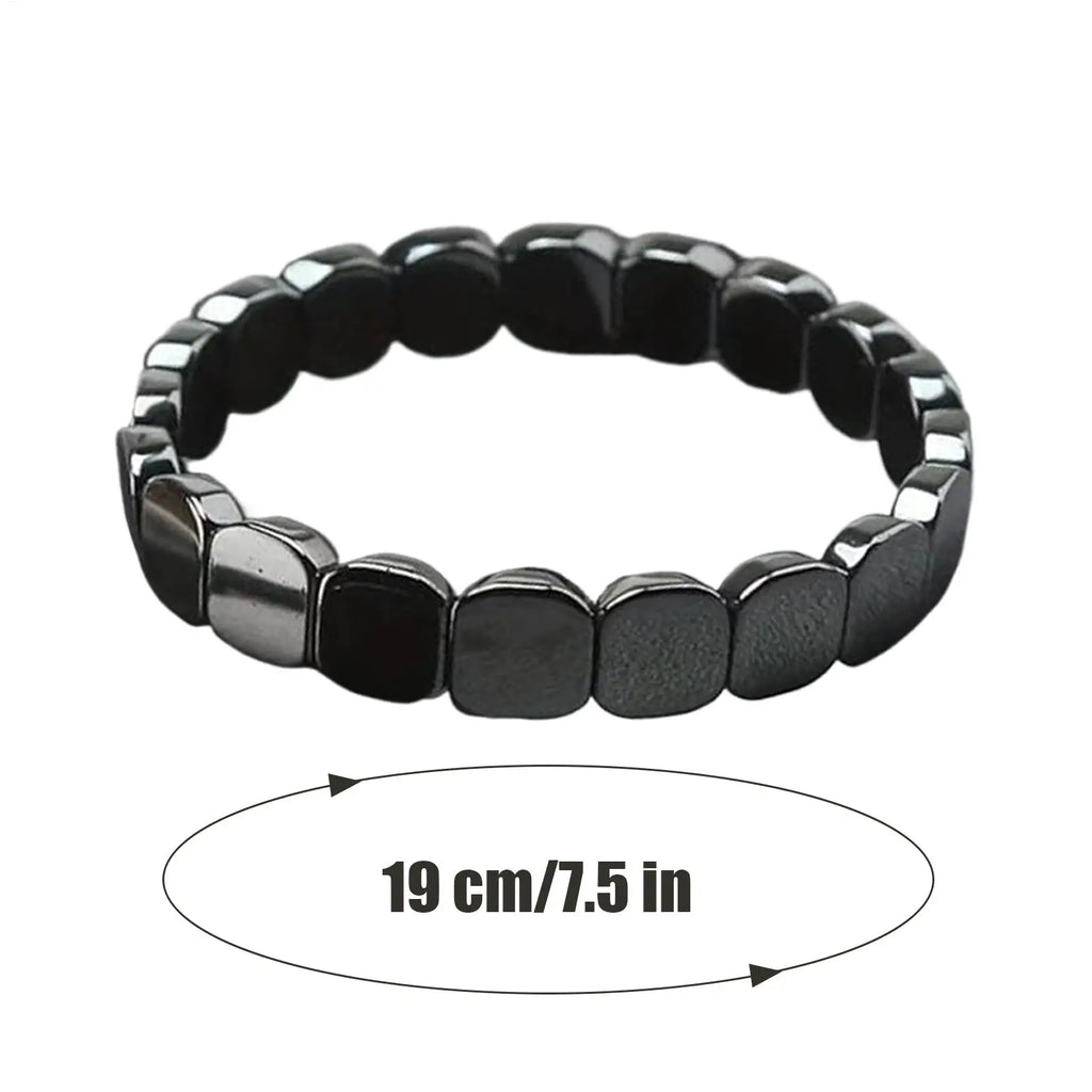 Magnetic Hematite Bracelet Men Natural Stone Bead Adjustable Therapy