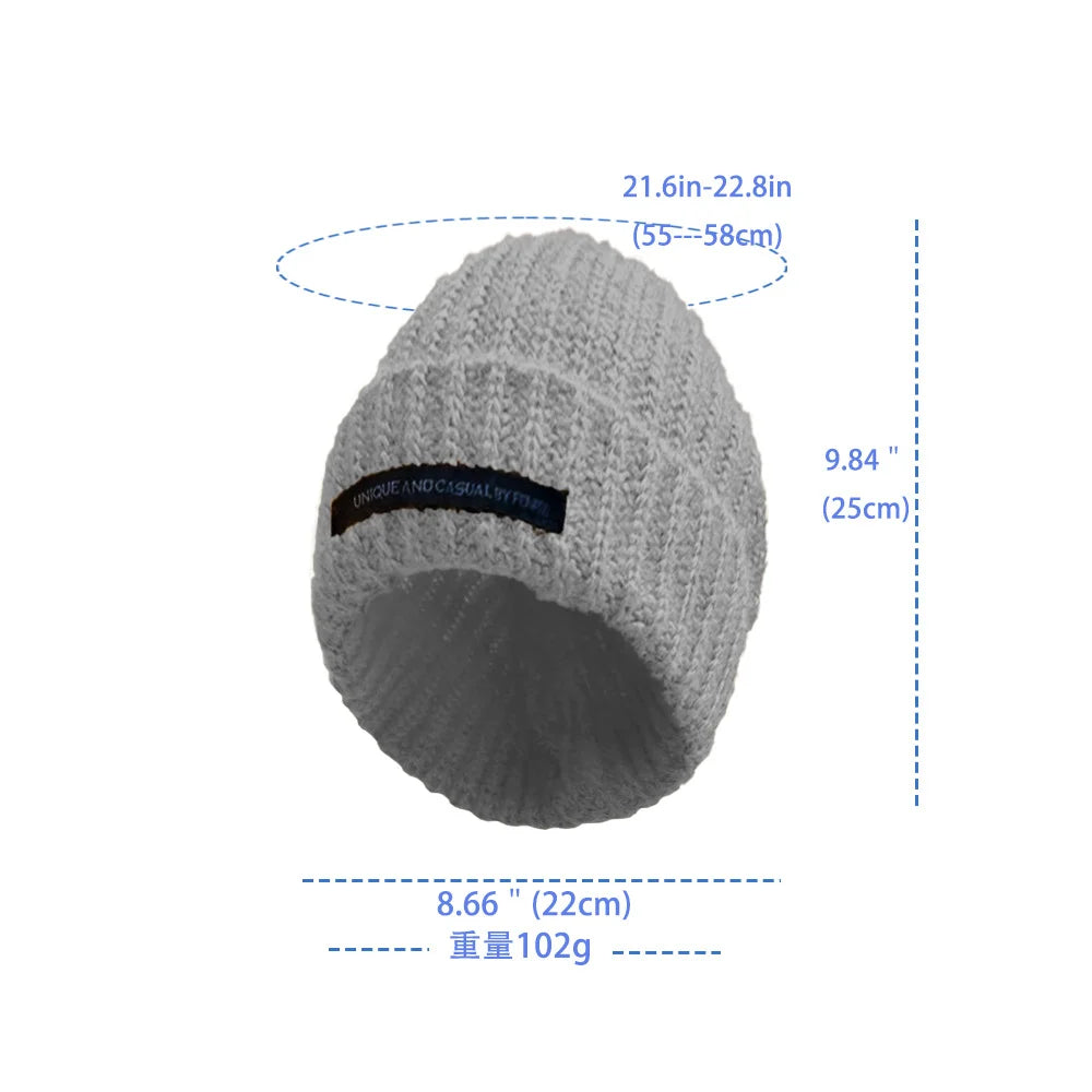 Unisex Winter Knit Beanie – Slouchy Solid Color Pile Hat