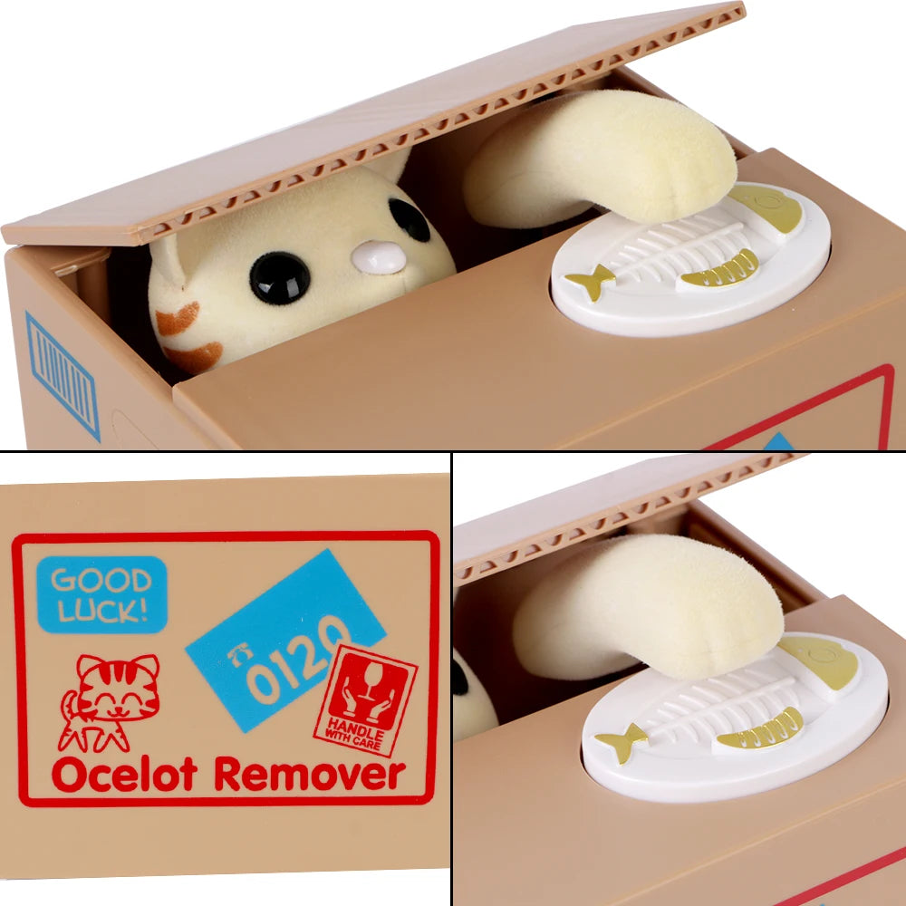 Piggy Banks Plastic Money Saving Box Automated Panda Cat Steal Coin