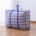Extra large hand-held folding travel bag thickening large capacity waterproof luggage storage bag, moving packing woven bag Zpaxo Blue XXL-90x50x30cm