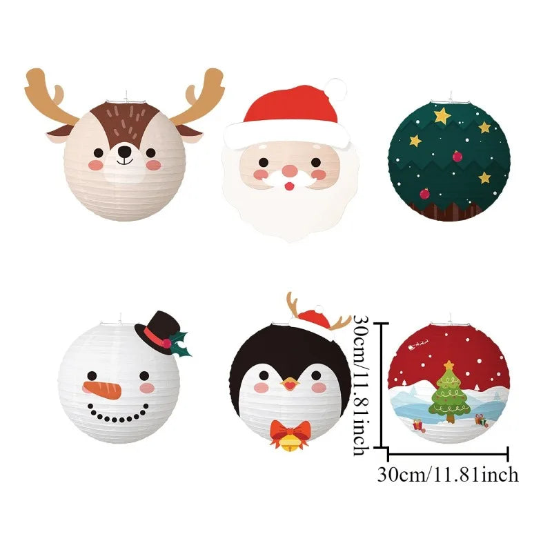 6-piece Christmas Paper Lantern DIY Decoration Lanterns Cartoon