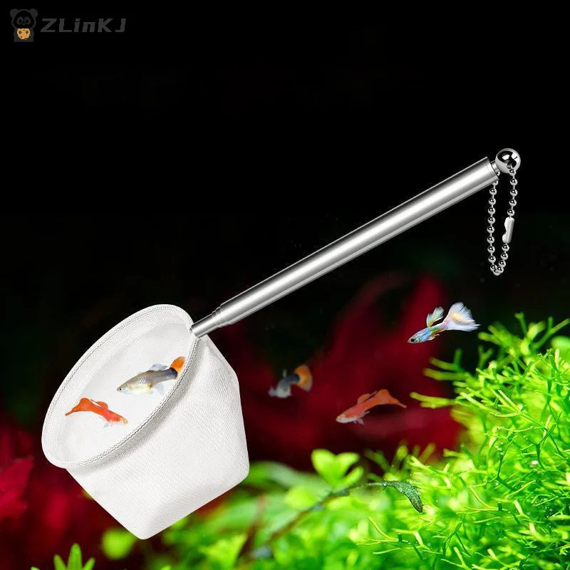 ▶1Pcs Fish Tank Cleaner Tool Aquarium Fish Net Stainless Steel Retractable Small Fish and Shrimp Nets Zpaxo