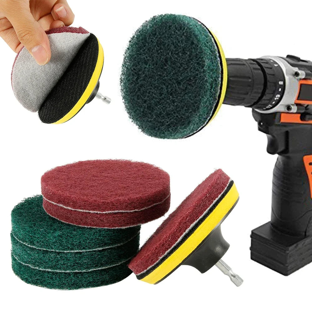 Power Scrubber Scouring Pad Rotary Tool Fitting Electric Soft Drill Pad Tubs Glass Stone Tile Cleaning Kit for Polishing Machine Zpaxo