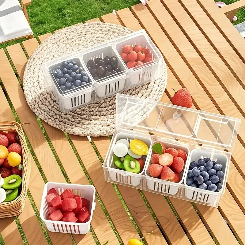 Compartment Food Storage Containers, Square Transparent Bento Box Set for Refrigerator,Salad Fruit Vegetable Condiment Organizer Zpaxo