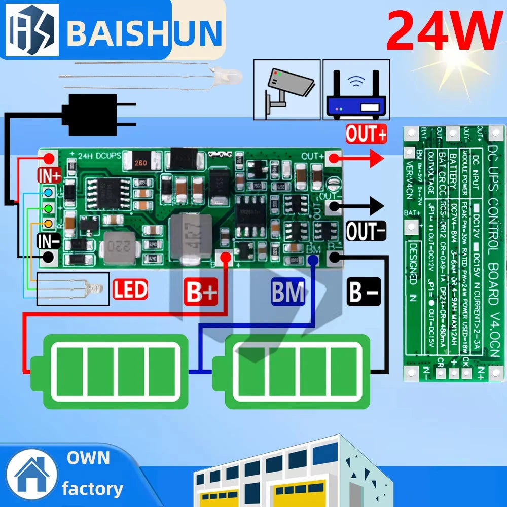 DC 12V 15V 24W 1A UPS Power Supply Module Uninterruptible Control Zpaxo