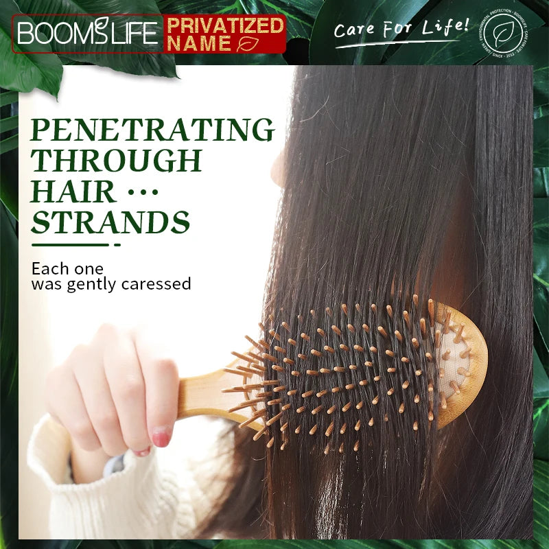 Personalized Wide Tooth Wood Combs for Hair Massage Scalp Bamboo Hair Brush Women Custom Styling Hair Comb Detangling HairBrush Zpaxo