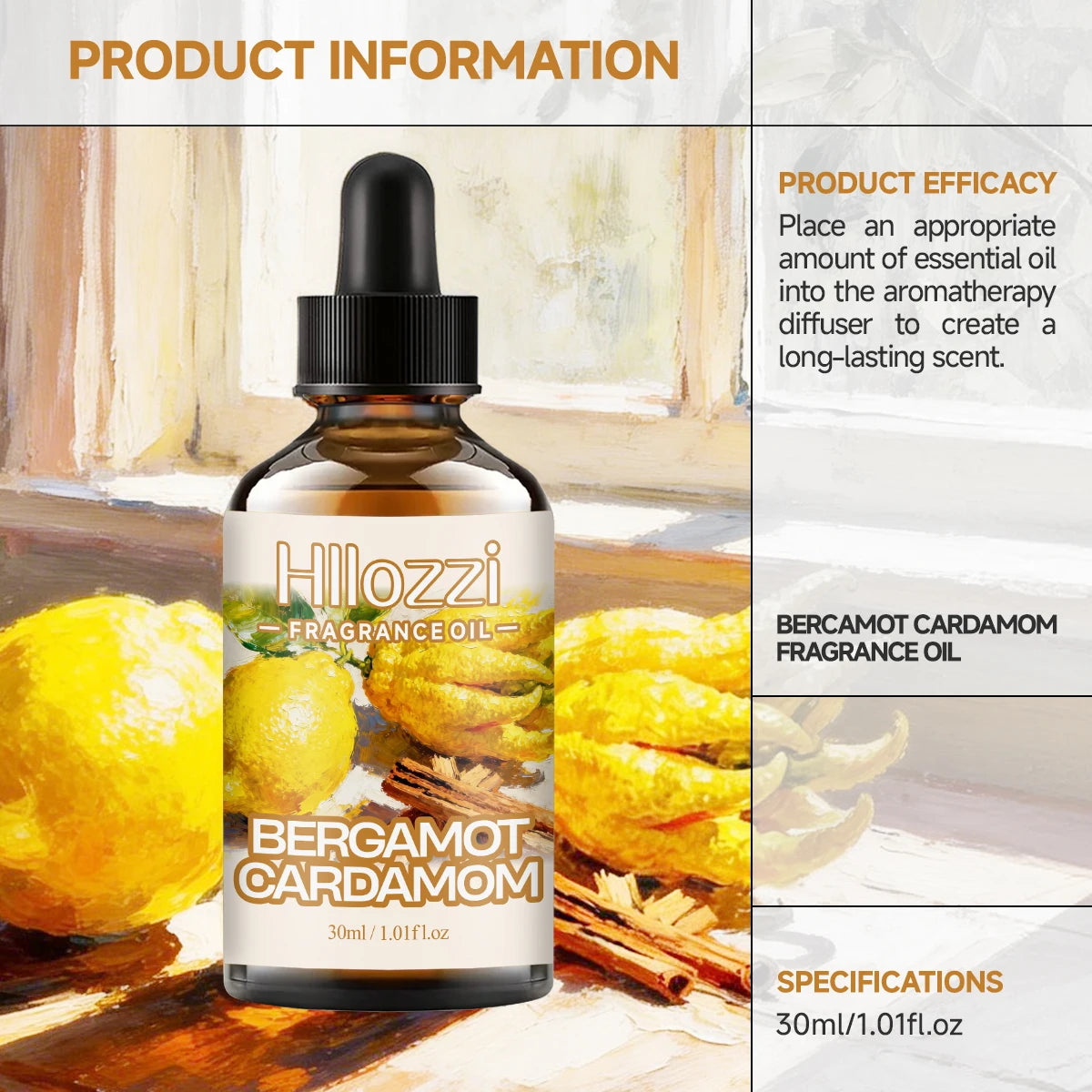BERGAMOT CARDAMOM FRAGRANCE OIL Suitable for humidifiers, aroma diffusers, home and car use, DIY fragrance essential oils Zpaxo