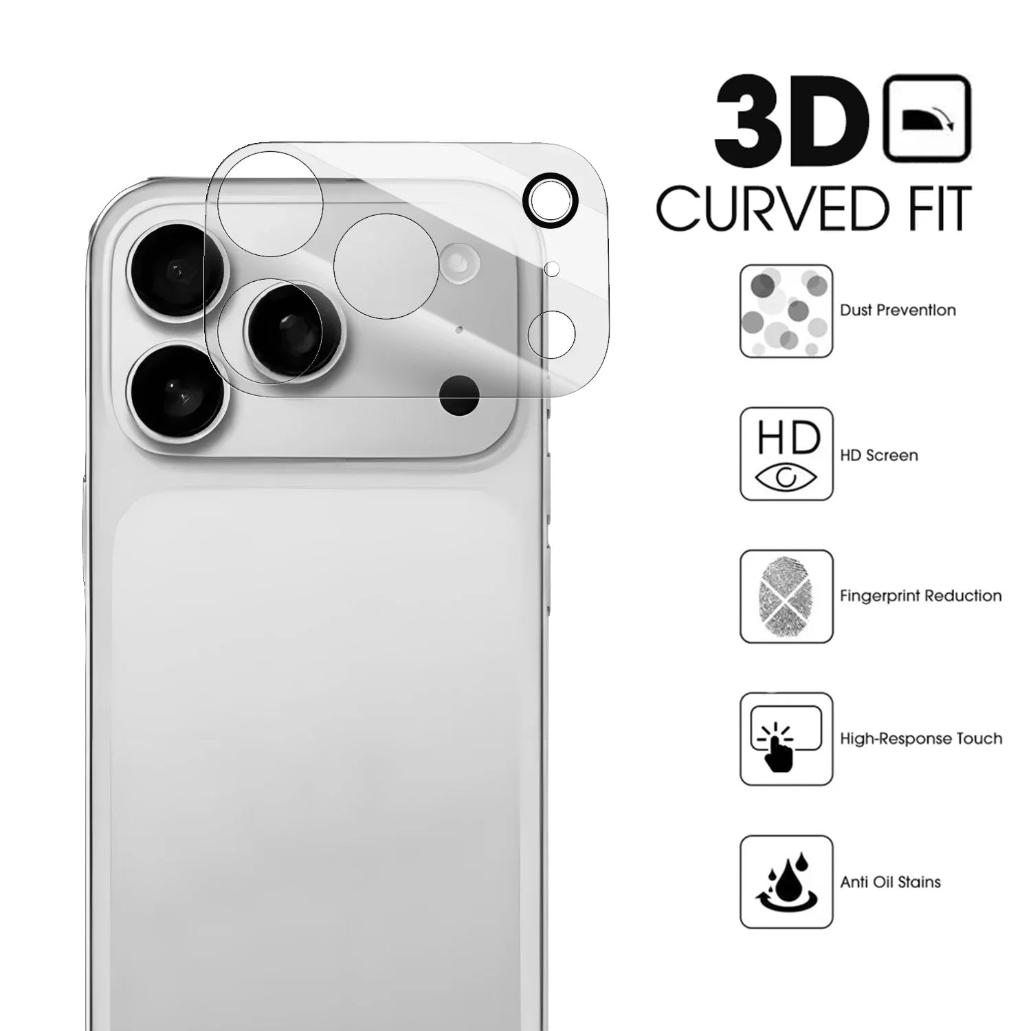 3D Camera Lens Back Glass Protector Apple Iphone 17 Max Tempered