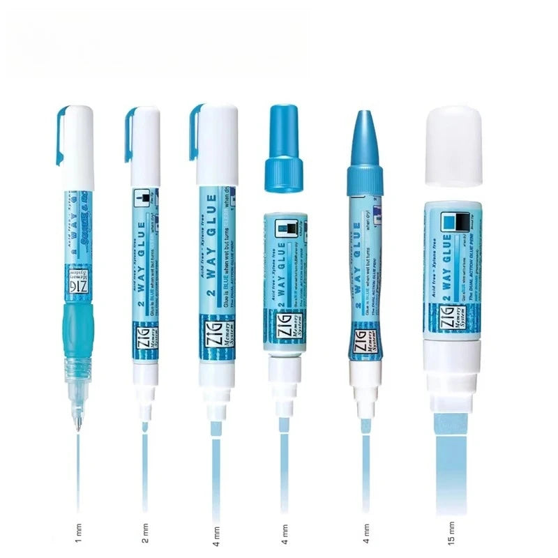2 Way Glue Pen(1mm/2mm/4mm/15mm) , Adhesive for Professional,Artists, Crafting, Scrapbooking, Gift Card Zpaxo