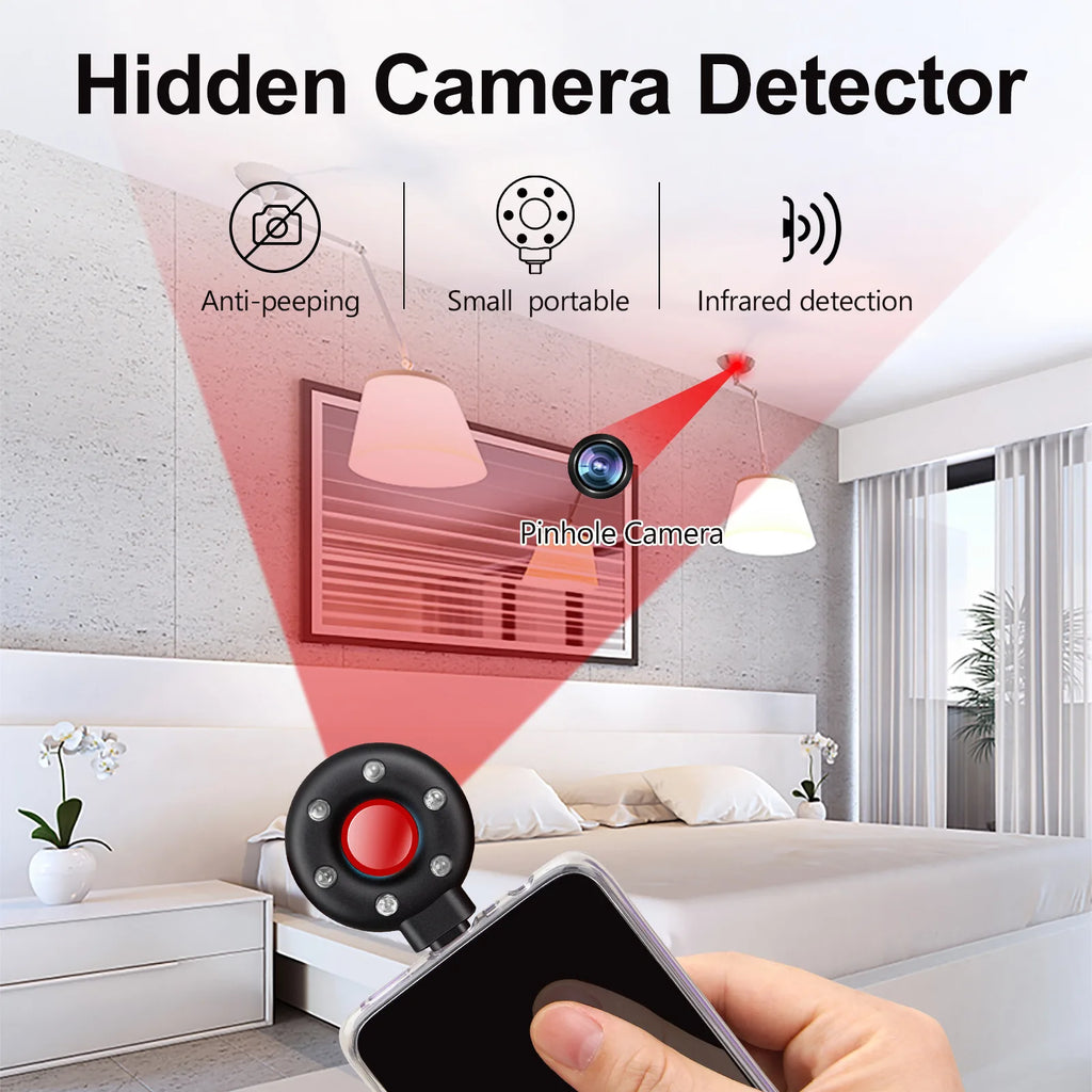 Portable Mini Anti-Peeping Detector Home Hotel Infrared Anti-Candid Shooting Pinhole Camera Mobile Phone IOS & Type-C Interface Zpaxo