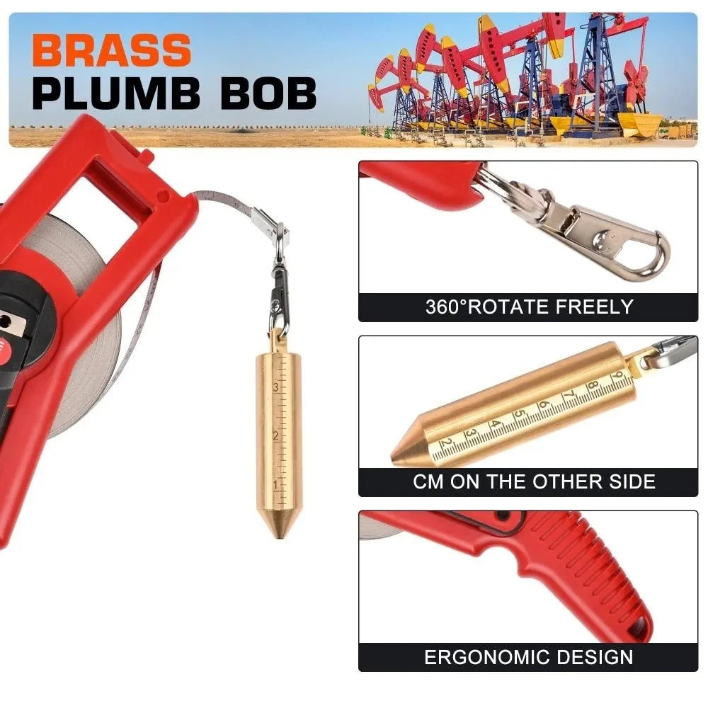 Engraved Oil Gauge Dual Scale Fast Retractable Oil Tank Gauging Tape Comfortable Brass Plumb Bob Fuel Measuring Device Ship Zpaxo