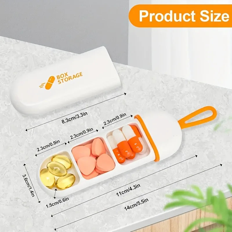 Mini Portable Small Pill Box Carry-on Three Compartment Organizer
