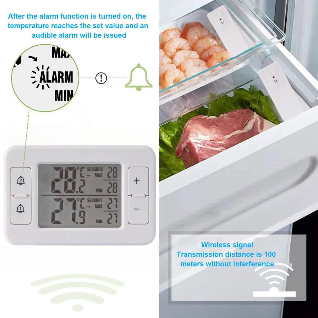 Wireless Refrigerator Temperature Measure Tool Double Sensor Fridge