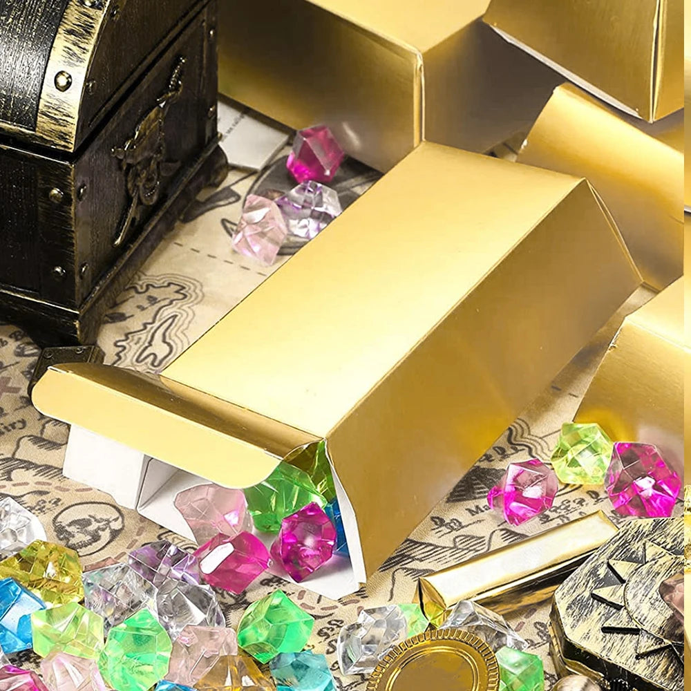 6Pcs Gold Bars Fake Bar Gift Box Party Favor Chocolate Gold Coins Foil Treasure Brick Paper Boxes for Christmas Wedding Zpaxo