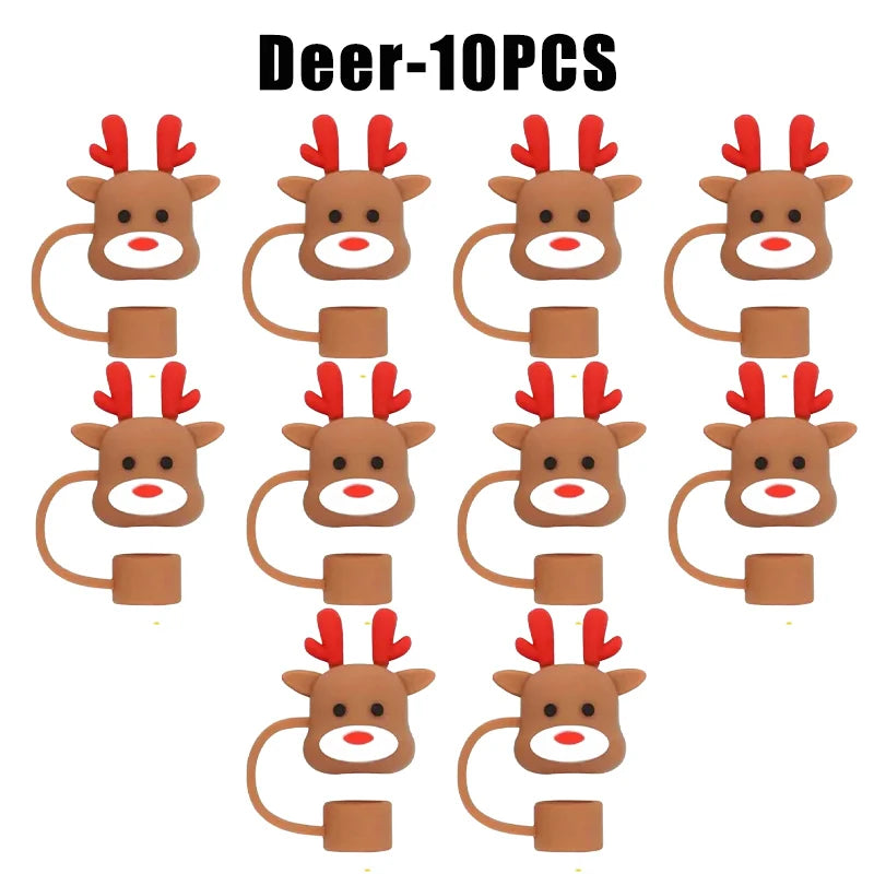 Christmas Straw Covers Caps Tumblers Dustproof Toppers Cups 30 Cup