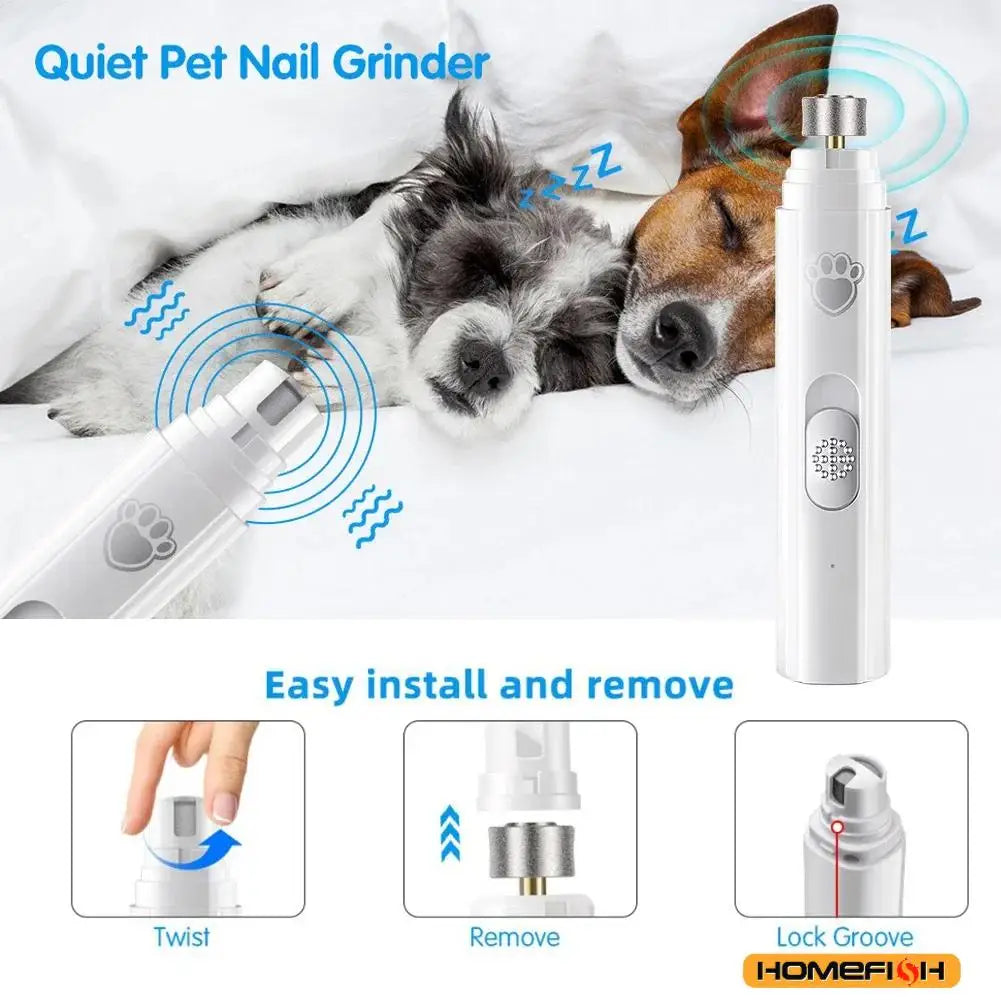 Electric Dog Nail Grinder Pet Nail Clipper USB Rechargeable Pet Nail Trimmers Painless with Polisher Wheel for Small/Large Pets Zpaxo