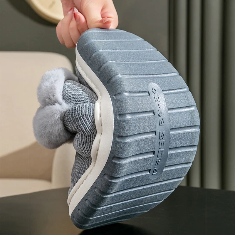 High-top Men's Winter Cotton Slippers Non-slip Warm Plush Fleece