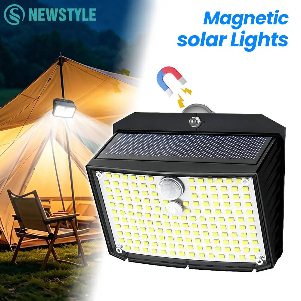 Magnetic 158LED Solar Lights Outdoor Waterproof 3 Lighting Modes Motion Sensor Flood Wall Light Solar Powered Garden Lights Zpaxo