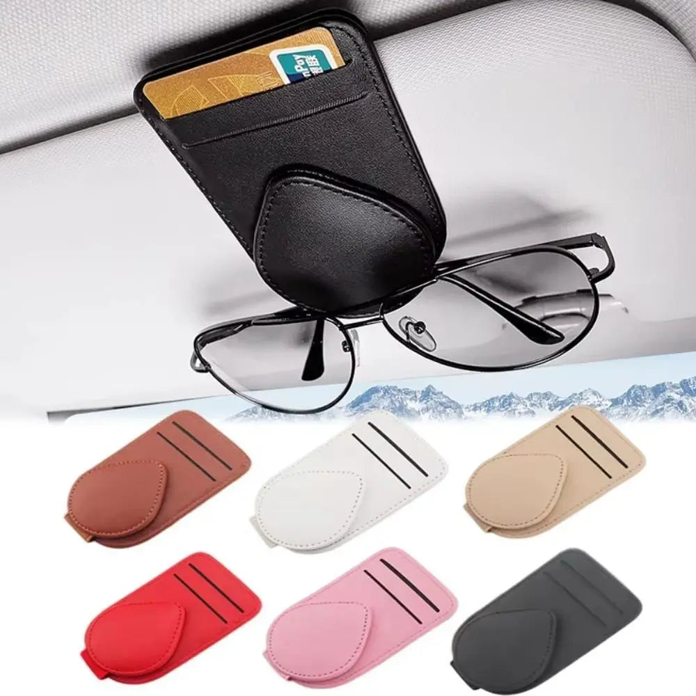 PU Leather Car Sunglasses Holder Universal Multifunctional Sun Visor Zpaxo