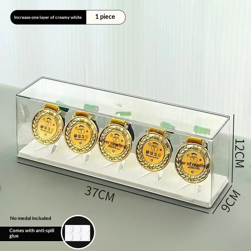 M1pc Rectangular Plastic Marathon Medal Storage Box Gold Rack