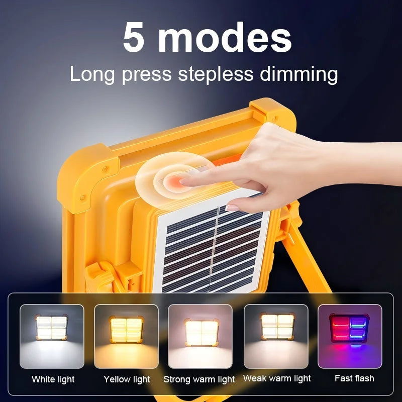 Solar Flood Light Power Bank IP66 Waterproof USB Rechargeable Camping Tent Lamp for Outdoor Emergency Zpaxo