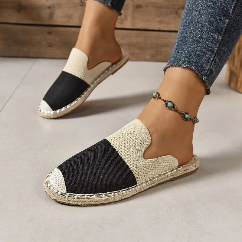 Women's Breathable Round Closed Toe Blocking Vintage Slippers 2026 Zpaxo