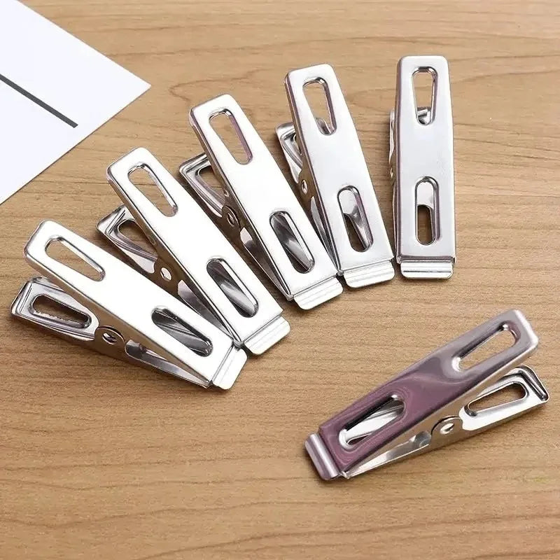 60pcs Stainless Steel Clothes Pegs Windproof Metal Clamps Multifunction Strong Clothespins Metal Clothes Clips For Clothes Sock Zpaxo