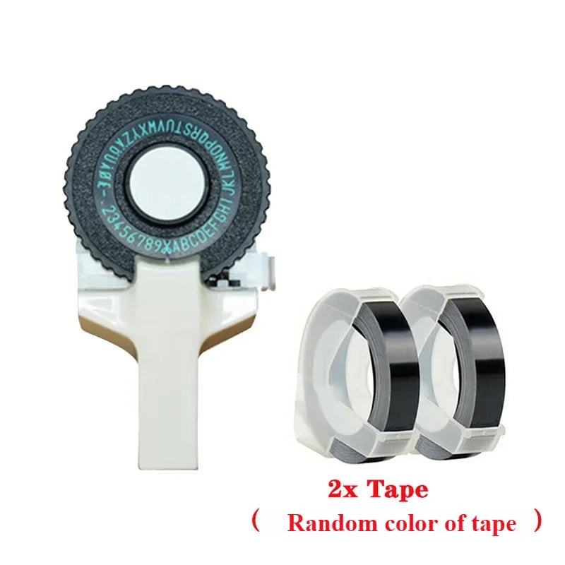 1pc 3D Embossing Typewriter Household Mini Portable Manual Label Machine Embossing Machine Hand Home Decorative Tape Paper Zpaxo white