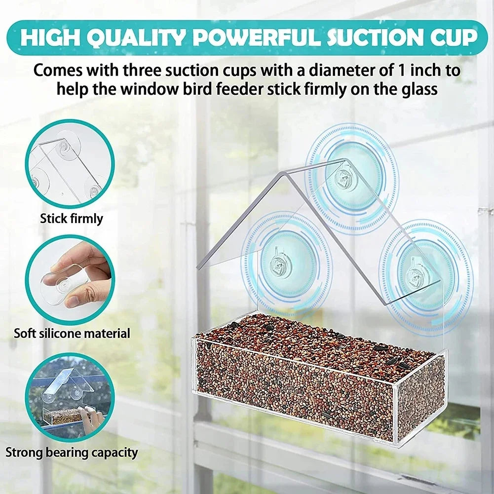 House Transparent Window Wild Bird Feeder Outdoor Removable Suction