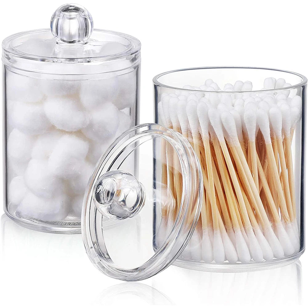 Acrylic Makeup Organizer Cotton Swabs Qtip Container Cosmetic Jewelry Cotton Pad Storage Box for Bathroom Organization Zpaxo