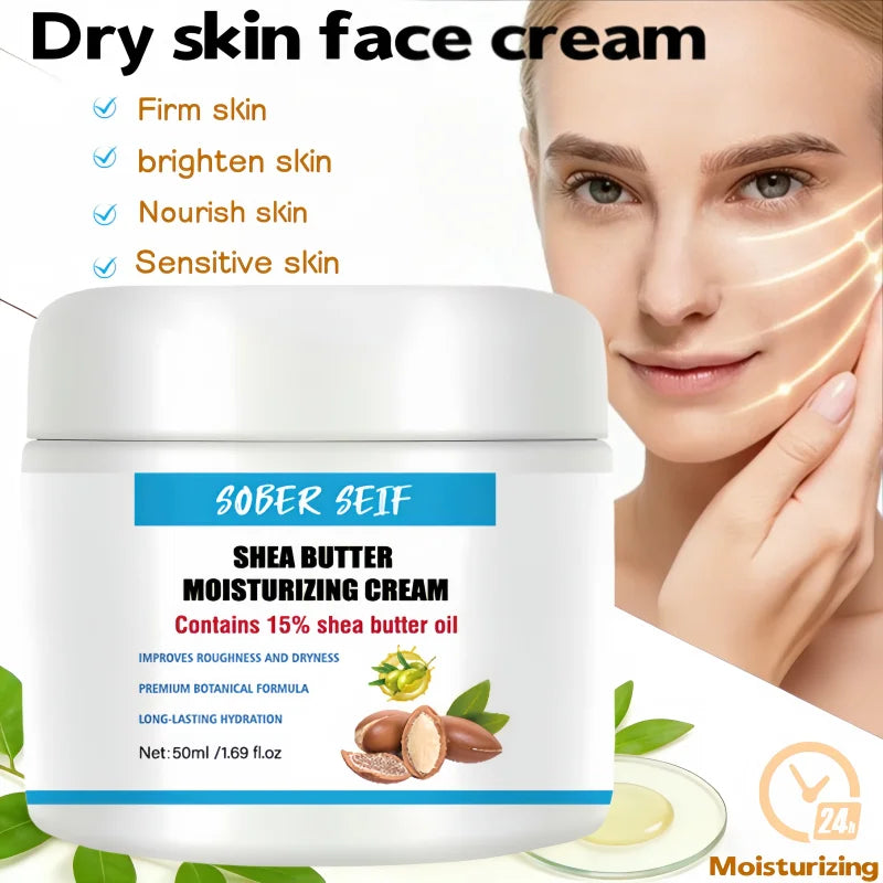 50ml Shea Butter Hyaluronic Acid Nourishing Face Cream Long Time Moisturizing Anti Dryness Smooth Skin Facial Care Zpaxo