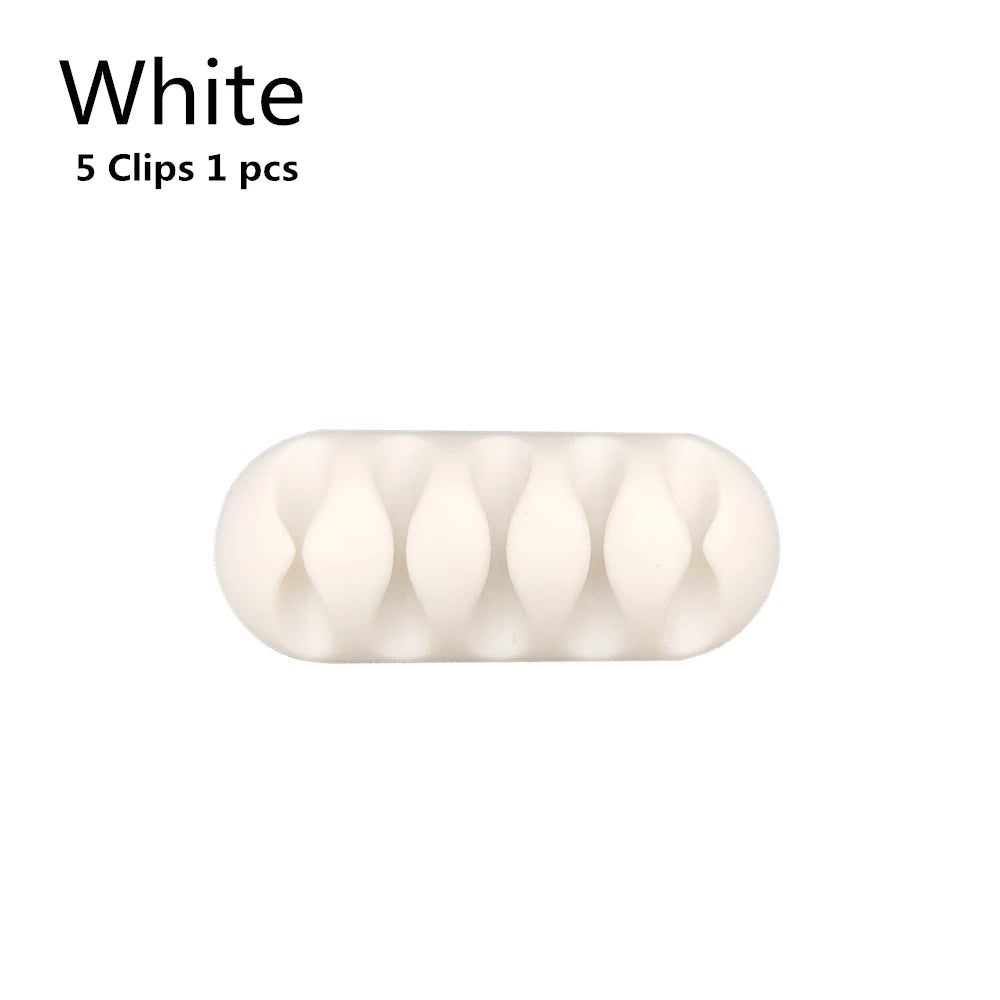 Silicone USB Cable Clip Winder Organizer Round Charger Cord Desk Tidy Zpaxo 5 clips - 1pcs 1