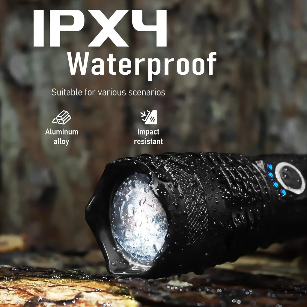 XHP50 LED Tactical Flashlight – Rechargeable Zoomable Torch