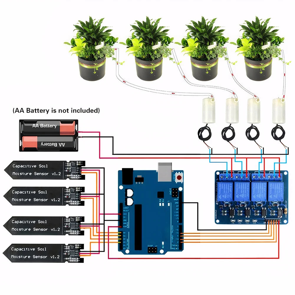 Self Watering System 1 Channel 5V Relay Module Soil Moisture Control Kit Water Pump 4M Vinyl Tubing DIY Drip Irrigation System Zpaxo