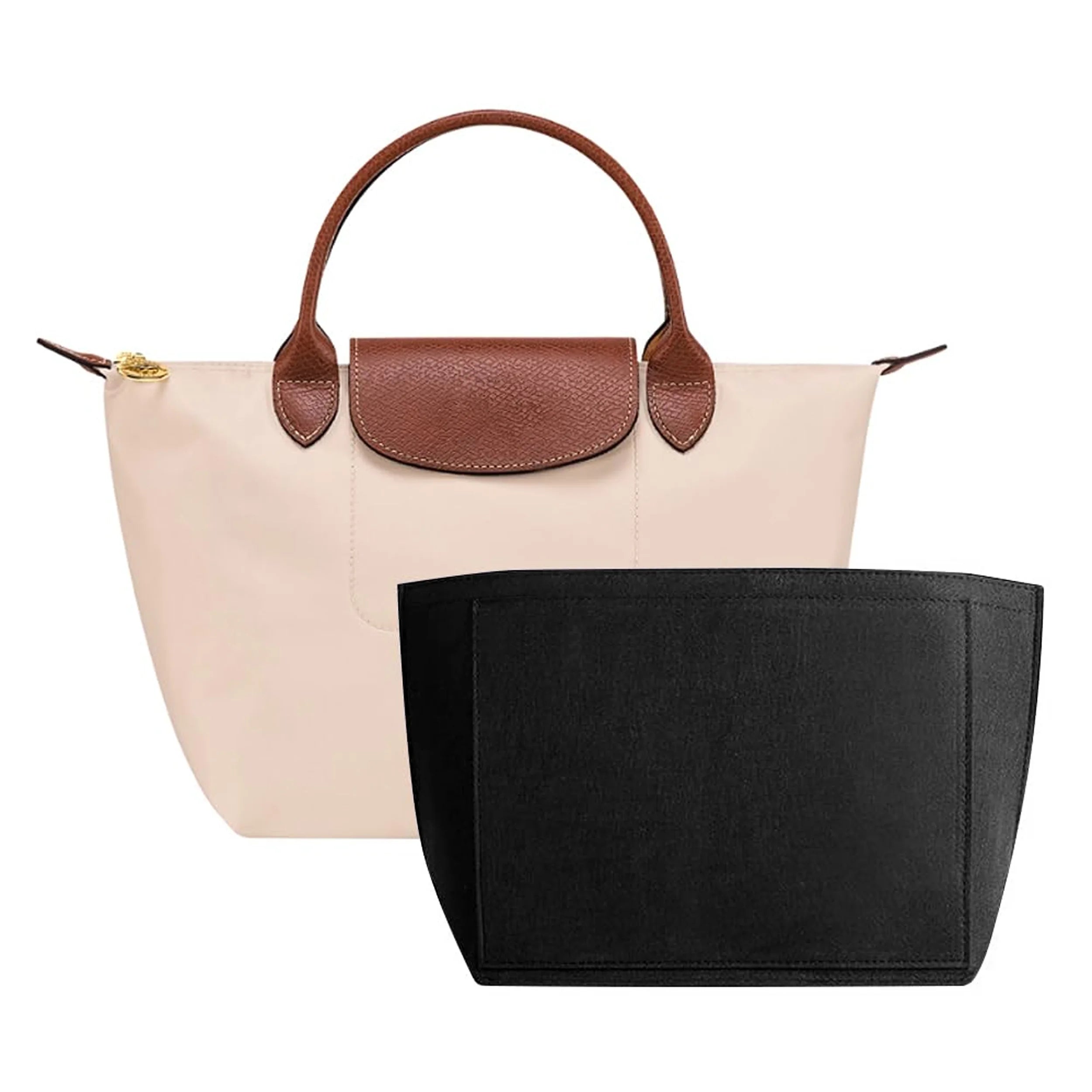 Felt Insert Bag Fits For Longchamp Handbag Liner Bag Felt Cloth Makeup Bag Support Travel Portable Insert Purse Organizer Zpaxo black Medium