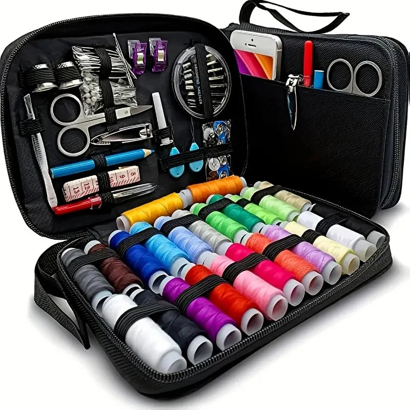 Compact Travel Sewing Kit with Colorful Canvas Case | All-Season Quick Repair & Daily Use Essentials Zpaxo