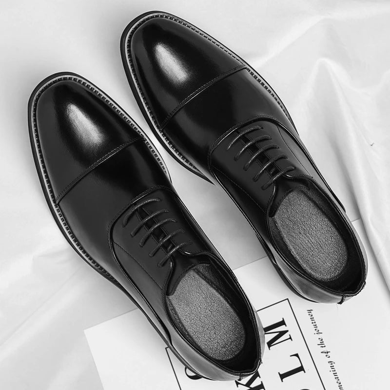 Mens Brown Gradient Leather Cap Toe Oxford Dress Shoes Lace Up Formal Zpaxo